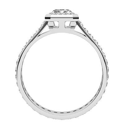Vittoria Emerald Solitaire halo Full diamond band