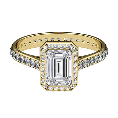 Vittoria Emerald Solitaire halo Full diamond band