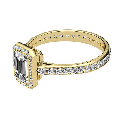 Vittoria Emerald Solitaire halo Full diamond band