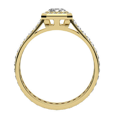 Vittoria Emerald Solitaire halo Full diamond band