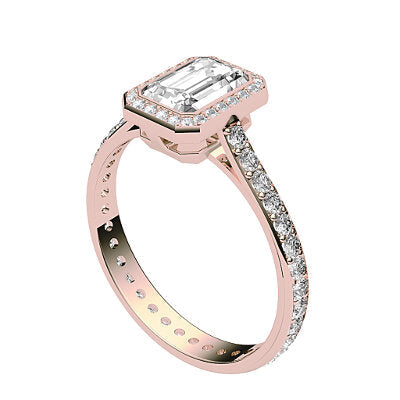 Vittoria Emerald Solitaire halo Full diamond band