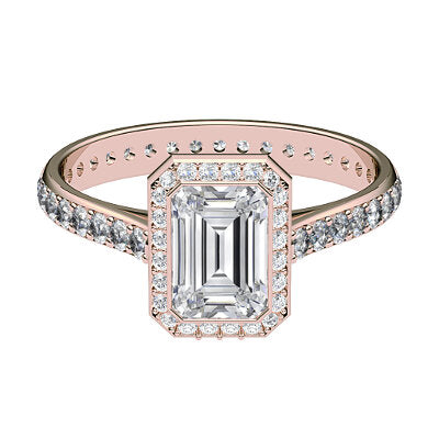Vittoria Emerald Solitaire halo Full diamond band