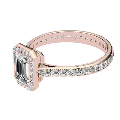 Vittoria Emerald Solitaire halo Full diamond band