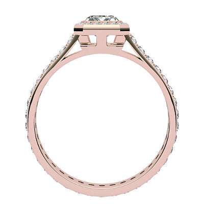 Vittoria Emerald Solitaire halo Full diamond band