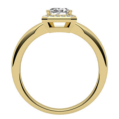 Simple Flat Emerald Solitaire halo Classic band 4 Prongs