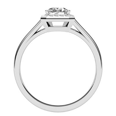 Trionfo Emerald Solitaire halo Classic band 4 Prongs