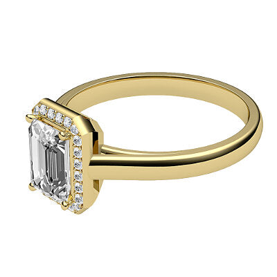 Trionfo Emerald Solitaire halo Classic band 4 Prongs