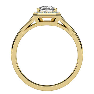 Trionfo Emerald Solitaire halo Classic band 4 Prongs