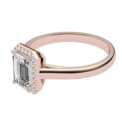 Trionfo Emerald Solitaire halo Classic band 4 Prongs