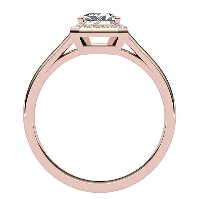 Trionfo Emerald Solitaire halo Classic band 4 Prongs