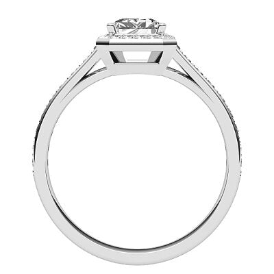 Trionfo Emerald Solitaire halo Half diamond band 4 Prongs