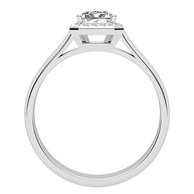 Vittoria Emerald Solitaire halo Classic band 4 Prongs
