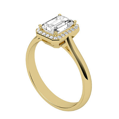 Vittoria Emerald Solitaire halo Classic band 4 Prongs