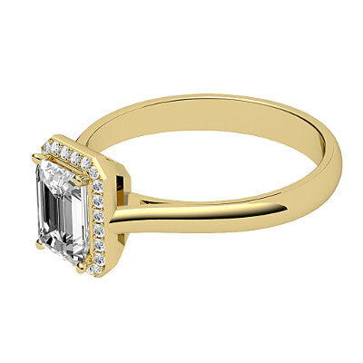 Vittoria Emerald Solitaire halo Classic band 4 Prongs