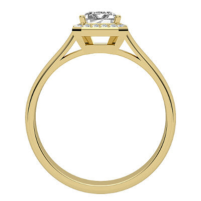 Vittoria Emerald Solitaire halo Classic band 4 Prongs