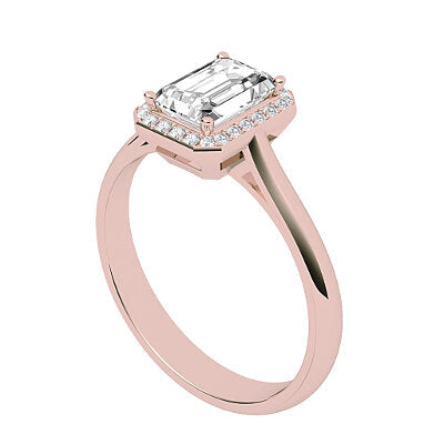 Vittoria Emerald Solitaire halo Classic band 4 Prongs