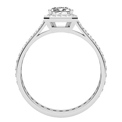 Vittoria Emerald Solitaire halo Full diamond band 4 Prongs