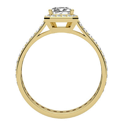 Vittoria Emerald Solitaire halo Full diamond band 4 Prongs