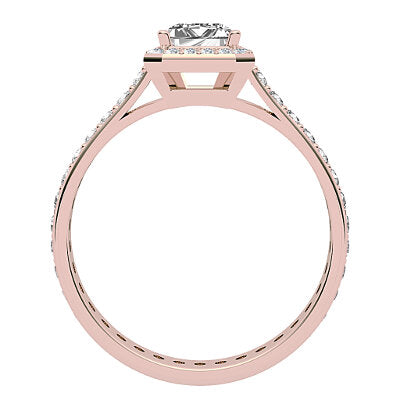 Vittoria Emerald Solitaire halo Full diamond band 4 Prongs
