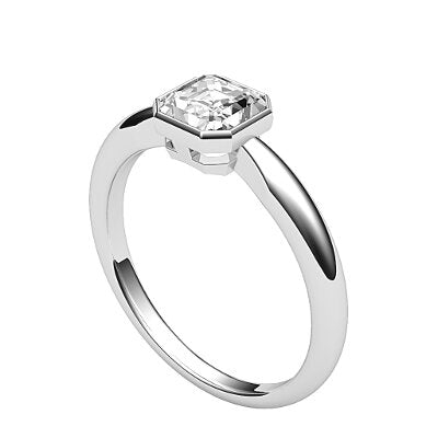 Simple Flat Asscher Solitaire Classic band