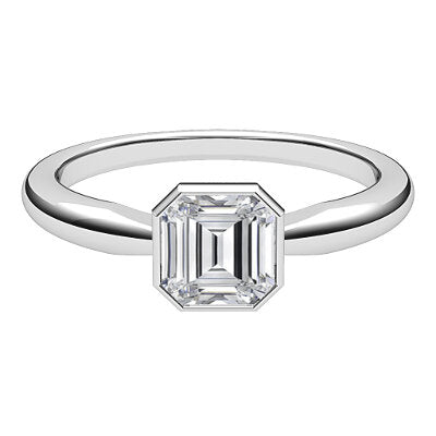 Simple Flat Asscher Solitaire Classic band