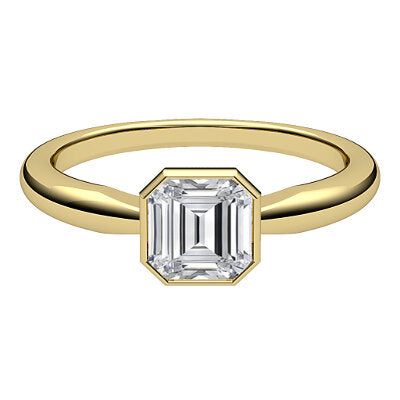 Simple Flat Asscher Solitaire Classic band