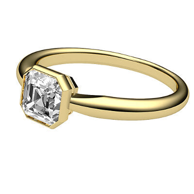 Simple Flat Asscher Solitaire Classic band