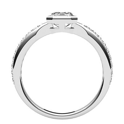 Simple Flat Asscher Solitaire Half diamond band