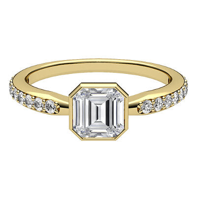 Simple Flat Asscher Solitaire Half diamond band