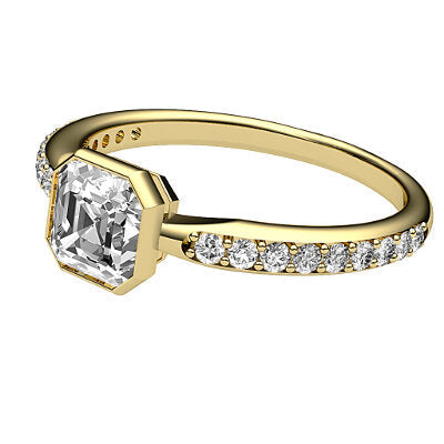 Simple Flat Asscher Solitaire Half diamond band