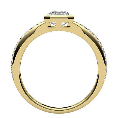 Simple Flat Asscher Solitaire Half diamond band