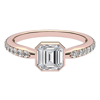 Simple Flat Asscher Solitaire Half diamond band