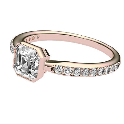 Simple Flat Asscher Solitaire Half diamond band