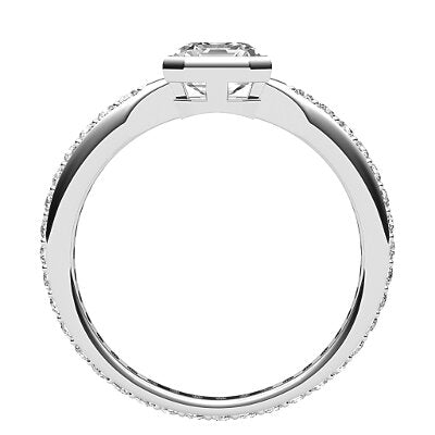 Simple Flat Asscher Solitaire Full diamond band