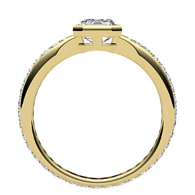 Simple Flat Asscher Solitaire Full diamond band