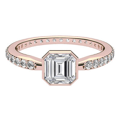 Simple Flat Asscher Solitaire Full diamond band