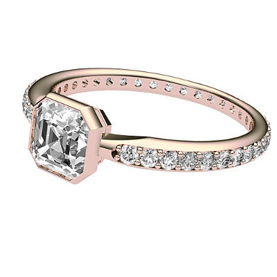 Simple Flat Asscher Solitaire Full diamond band