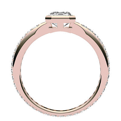 Simple Flat Asscher Solitaire Full diamond band