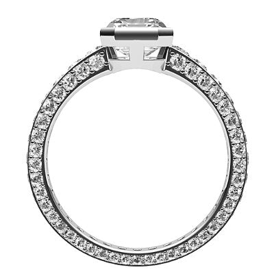 Simple Flat Asscher Solitaire Full coverage diamond band