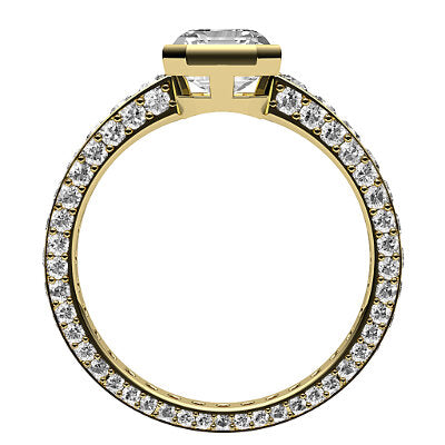 Simple Flat Asscher Solitaire Full coverage diamond band