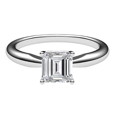 Simple Flat Asscher Solitaire Classic band 4 Prongs