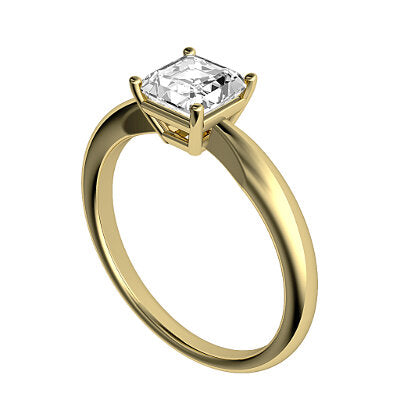 Simple Flat Asscher Solitaire Classic band 4 Prongs