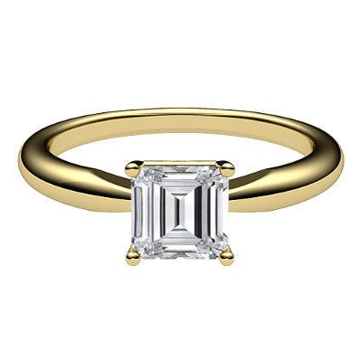Simple Flat Asscher Solitaire Classic band 4 Prongs