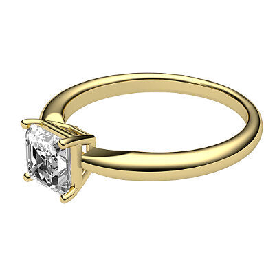 Simple Flat Asscher Solitaire Classic band 4 Prongs