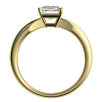 Simple Flat Asscher Solitaire Classic band 4 Prongs