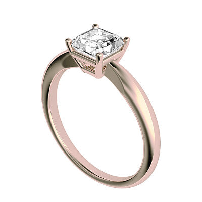 Simple Flat Asscher Solitaire Classic band 4 Prongs