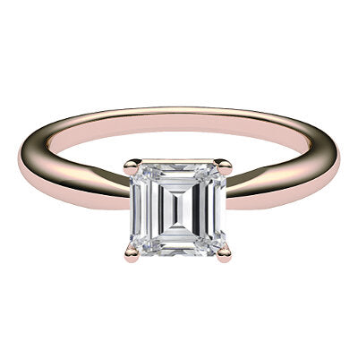 Simple Flat Asscher Solitaire Classic band 4 Prongs