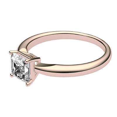 Simple Flat Asscher Solitaire Classic band 4 Prongs