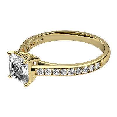 Trionfo Asscher Solitaire Half diamond band 4 Prongs