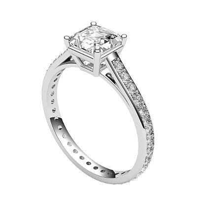 Trionfo Asscher Solitaire Full diamond band 4 Prongs